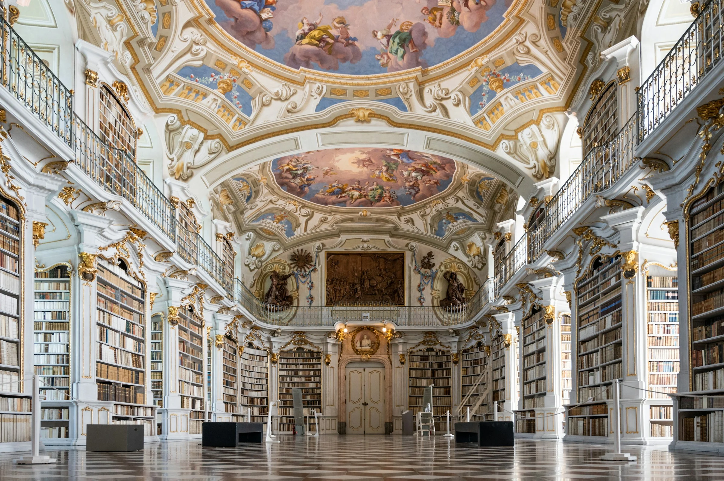 Historic library interior in Admont