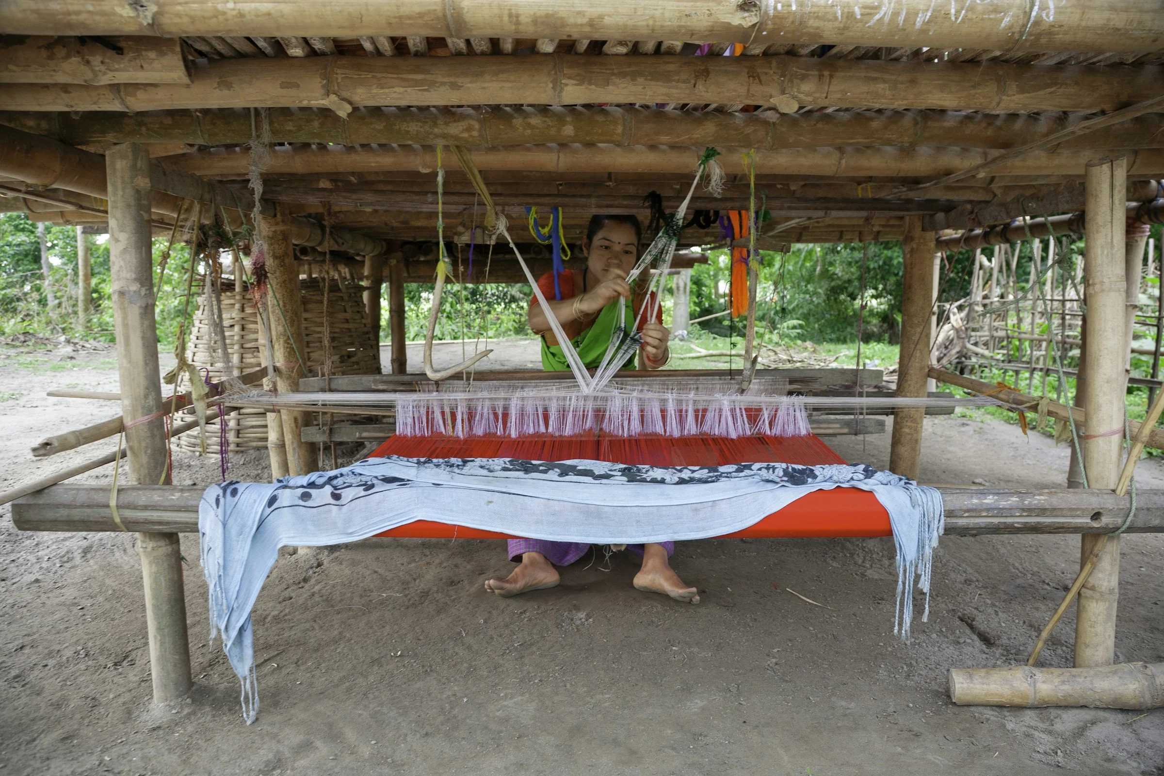 Traditional loom weaving in Assam