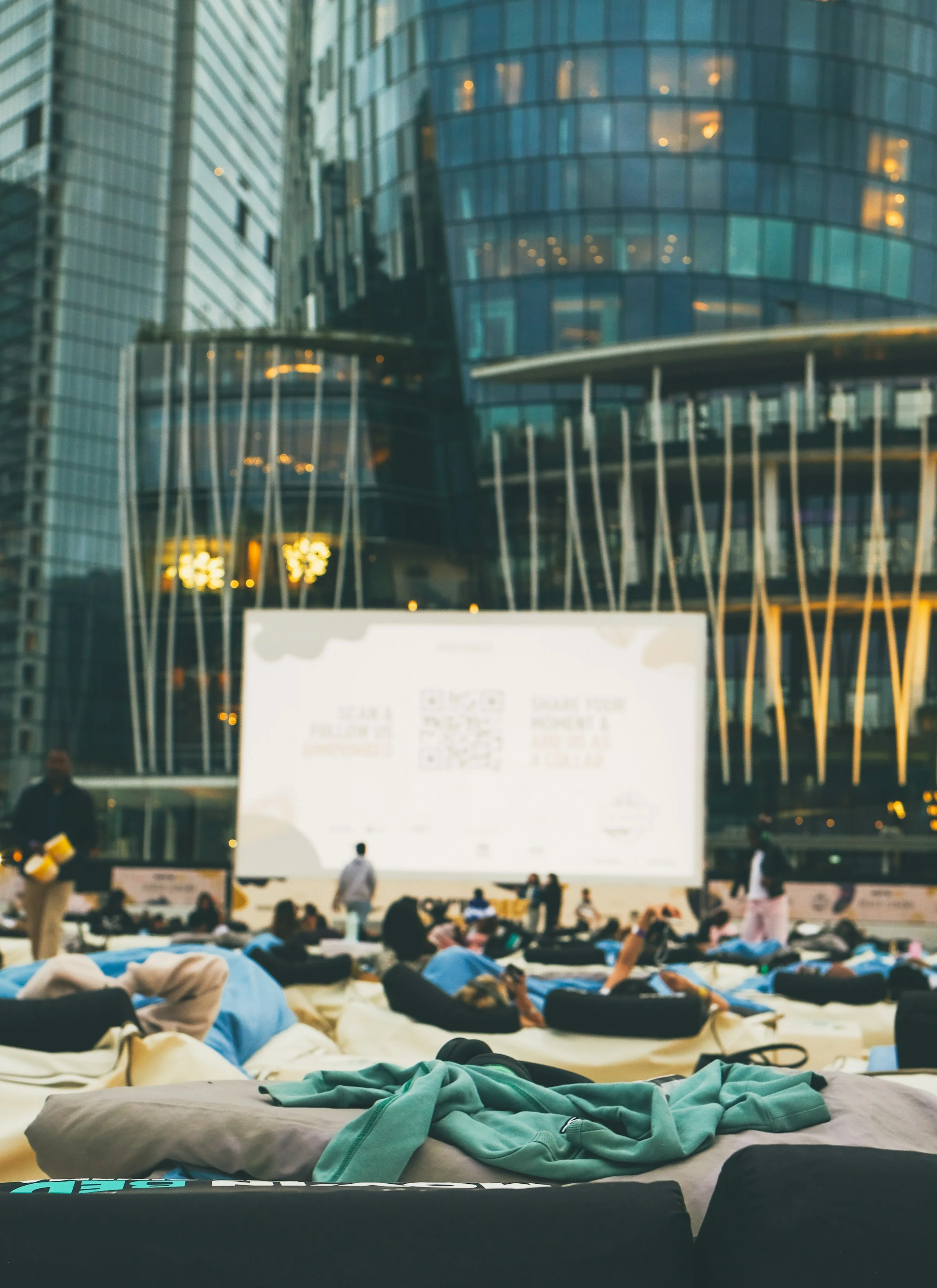 Audience at an outdoor cinema screening