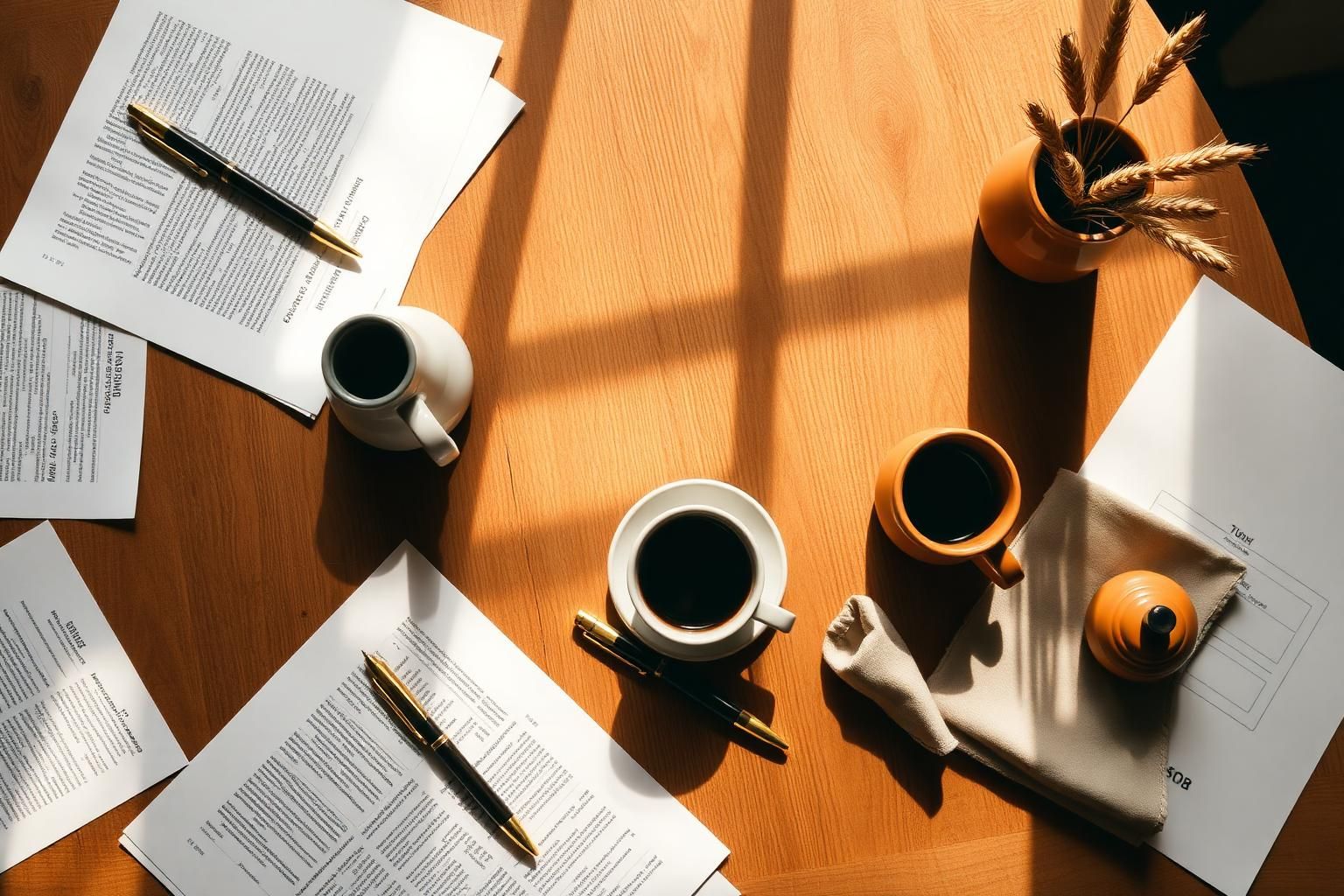 A quiet study with archival objects and warm lamplight
